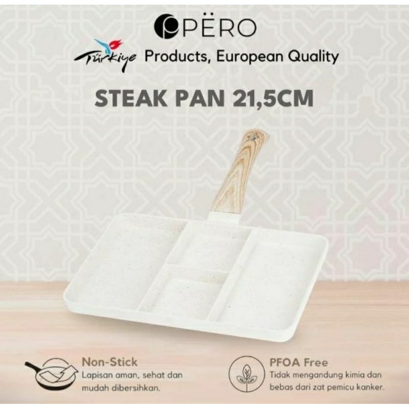 PERO Biogranite Steak Pan Egg  Frypan 4in1 21,5 cm Cookware Pemanggang Steak Anti Lengket Food Grade