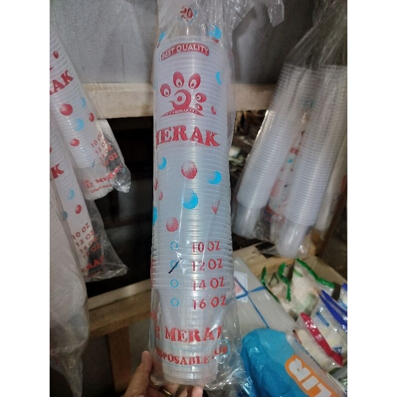 Termurah  [50pcs] Cup gelas cap MERAK/IDOLA 10 Oz, 12 Oz, 14 Oz, 16Oz