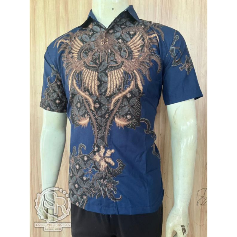 HEM BATIK KEMEJA BATIK PRIA LENGAN PENDEK BAJU BATIK PRIA WARNA NAVY KEMEJA BATIK PRIA WARNA NAVY