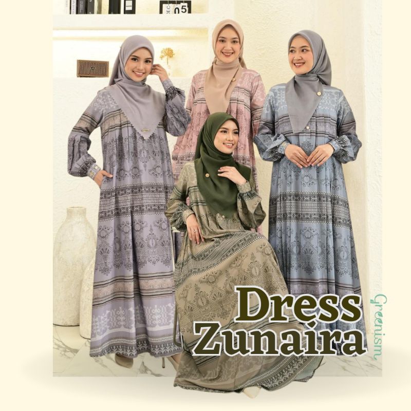 Dress Zunaira Gamis Motif Batik Greenism
