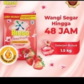rinso sensi fresh 1,5 kg korean strawberry - rinso bubuk