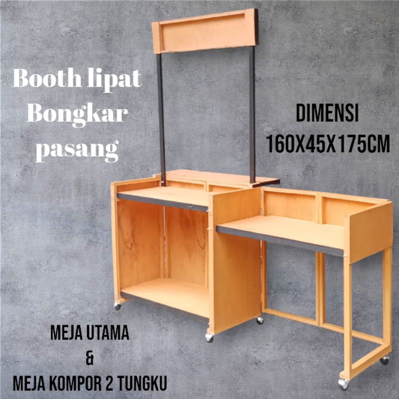 gerobak lipat termasuk meja kompor /Booth lipat portable/ booth kayu/ booth jualan/ meja lipat murah
