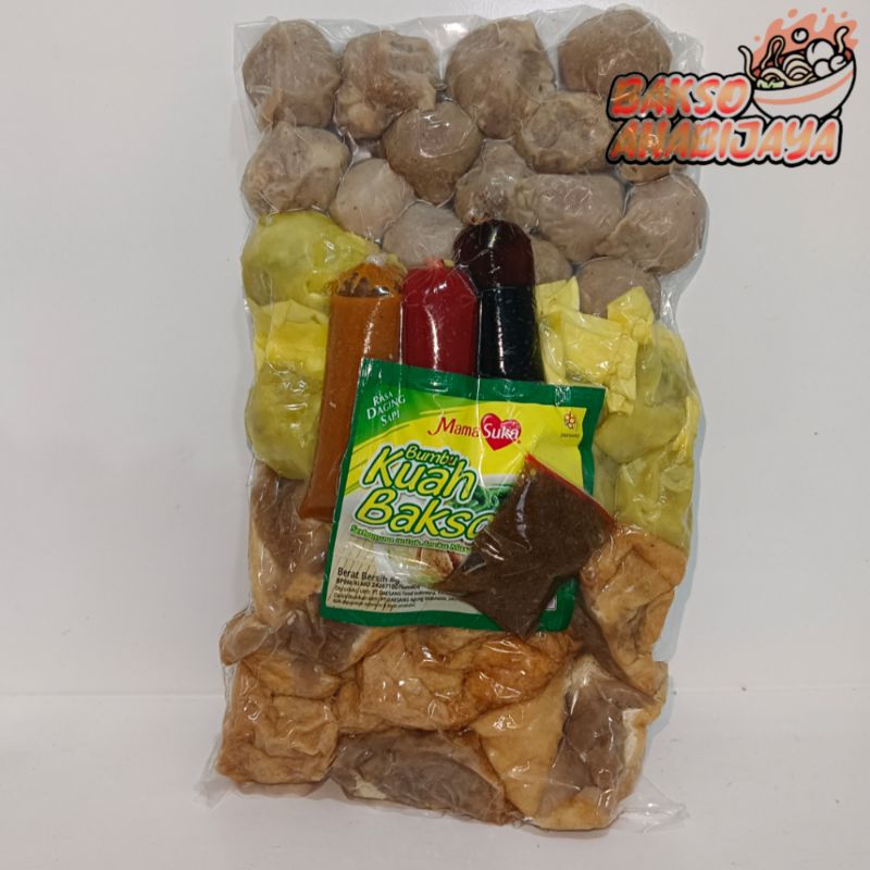 

Paket Mix Bakso Daging Sapi Premium - Frozen Food Homemade isi pentol halus 10 pentol urat 5 tahu 10 siomay 10