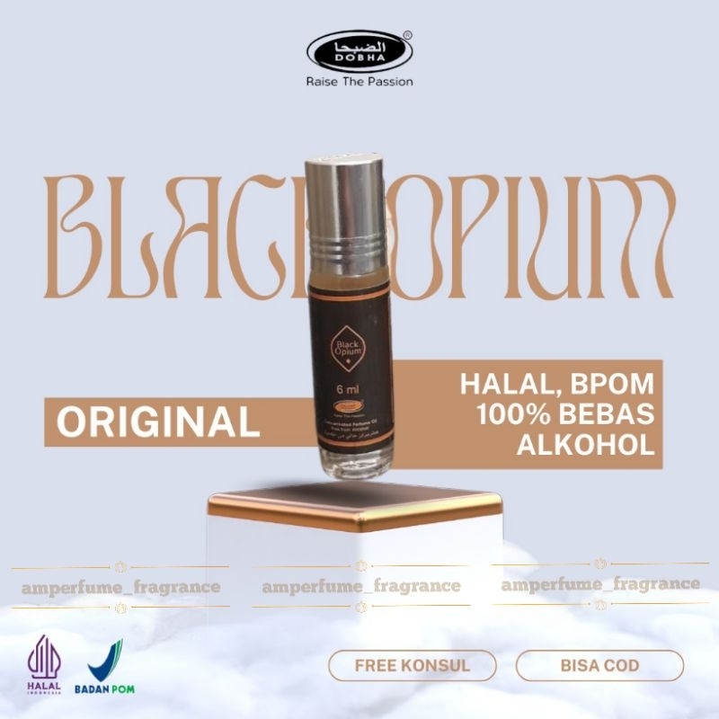 BLACK OPIUM Parfum DOBHA Roll On Tahan Lama Oles Travel Size Miyak Wangi Non Alkohol Alcohol 6 ml Do