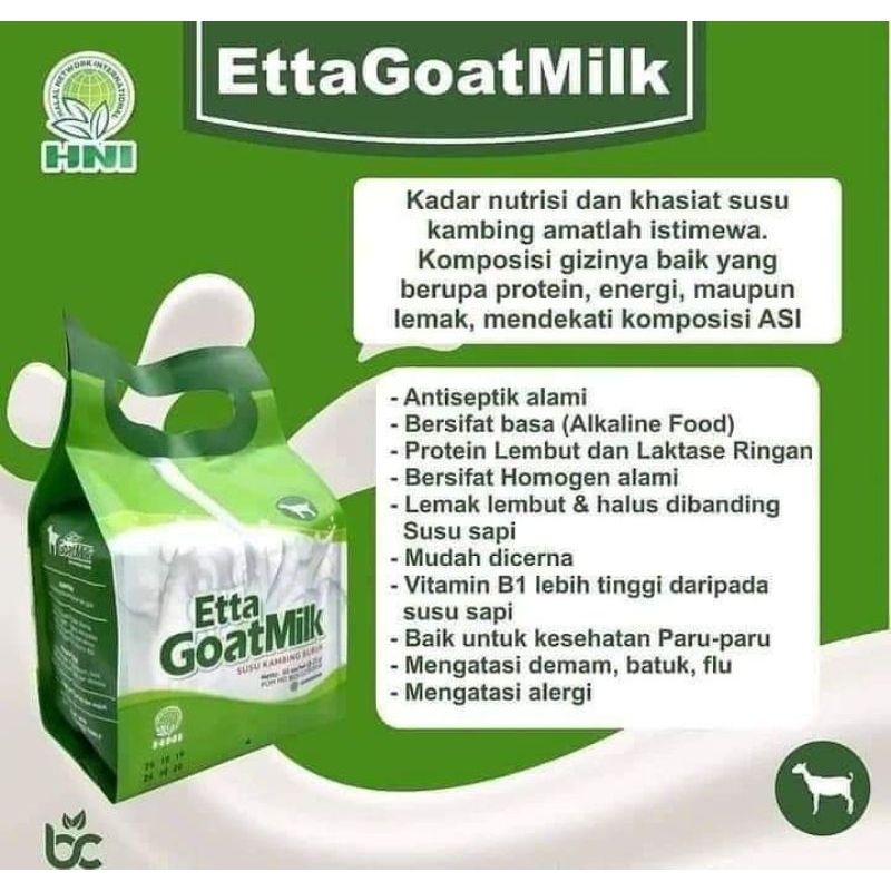 

ETTA GOAT MILK SUSU KAMBING ETAWA HNI HPAI ORIGINAL