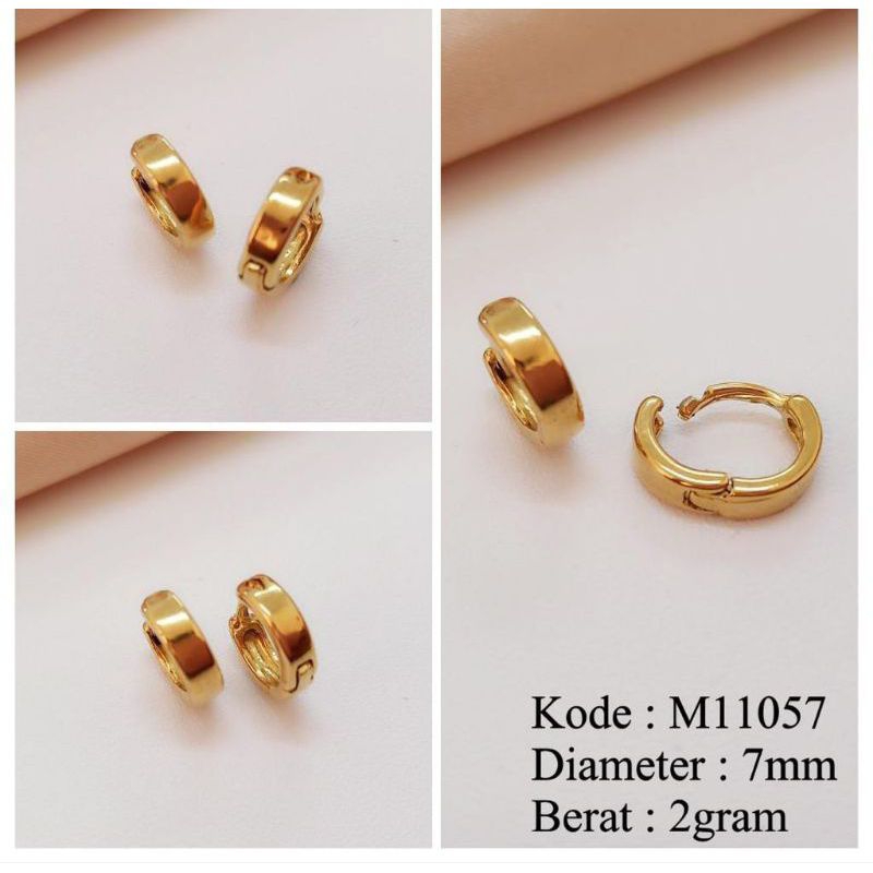 Anting jepit anak titanium terbaru motif polos lapis emas anti luntur