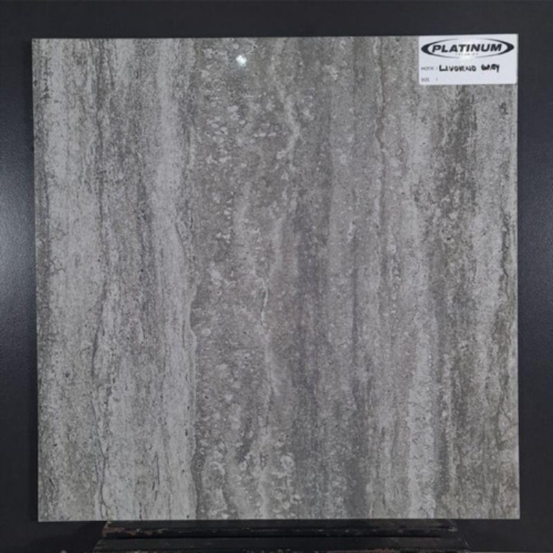 Keramik lantai glossy Platinum Livorno grey rec 50x50