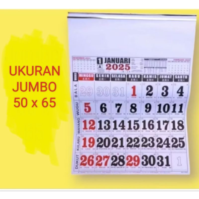 

kalender jumbo 2025 ukuran 50 x 65