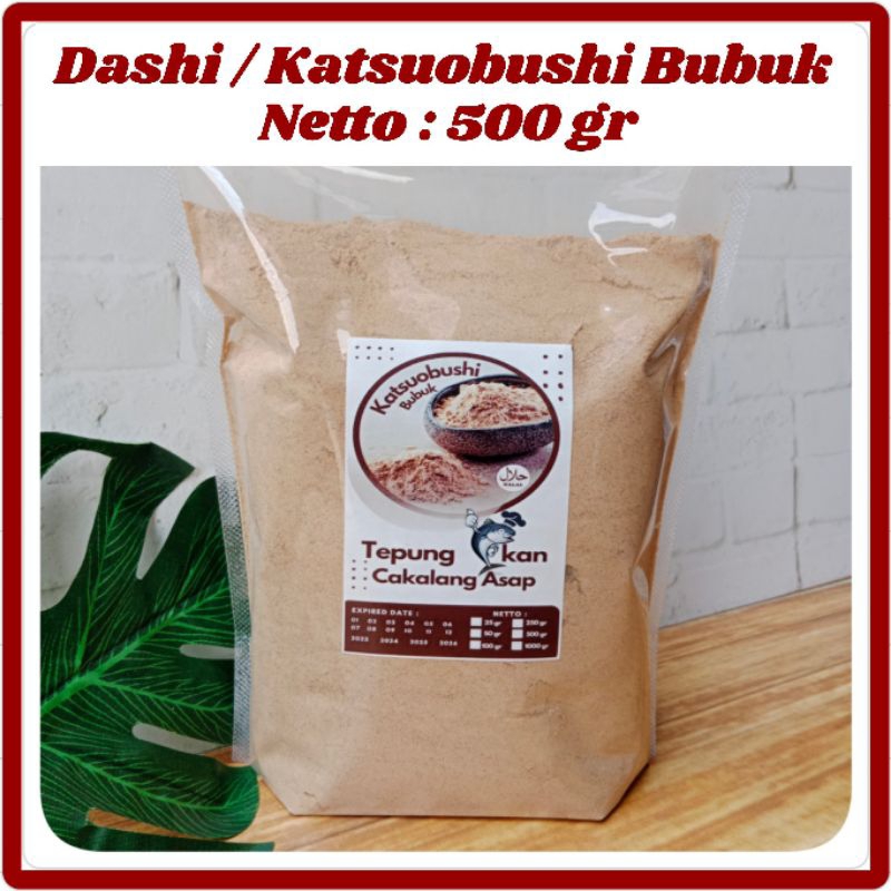 

Tepung Ikan Cakalang Asap / Bubuk Kaldu Katsuo Dashi Powder / Kaldu Masakan Jepang 100% Halal Kemasan 500 gram