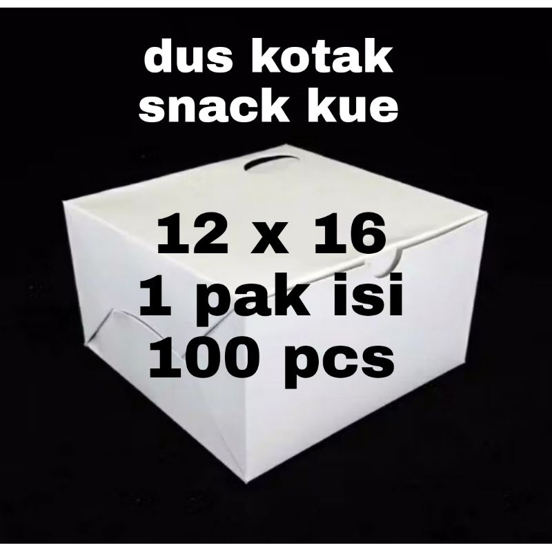 

dus kotak putih polos kue snack 12 x 16 isi 100 pcs 1 pak