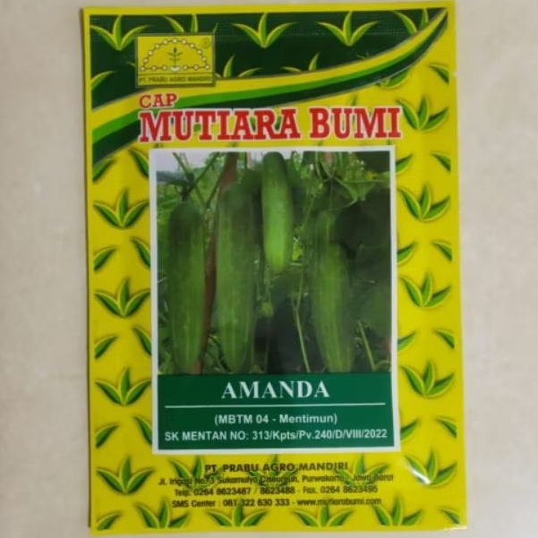 BIBIT BENIH TIMUN LALAP HIJAU AMANDA ISI 20 GRAM CAP MUTIARA BUMI