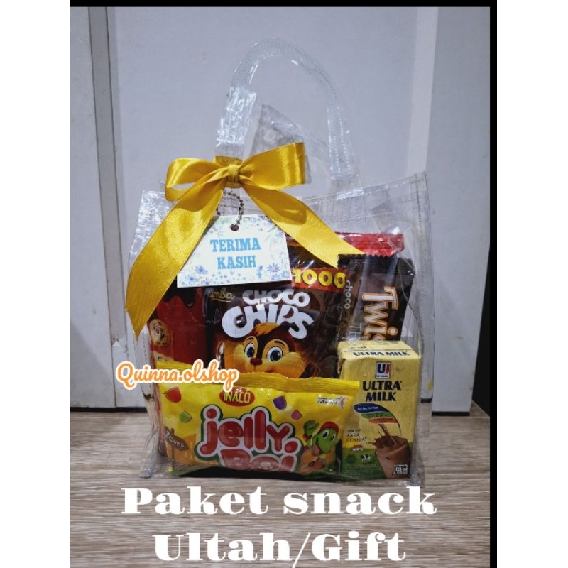 

Paket snack/ Hampers/Hadiah dg tas mika transparan... (bs custom label)