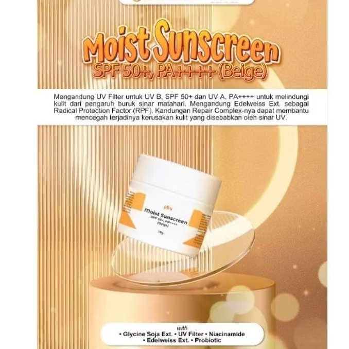 Pbu Moist Sunscreen Beige SPF 50 PA+++ 10 GRAM