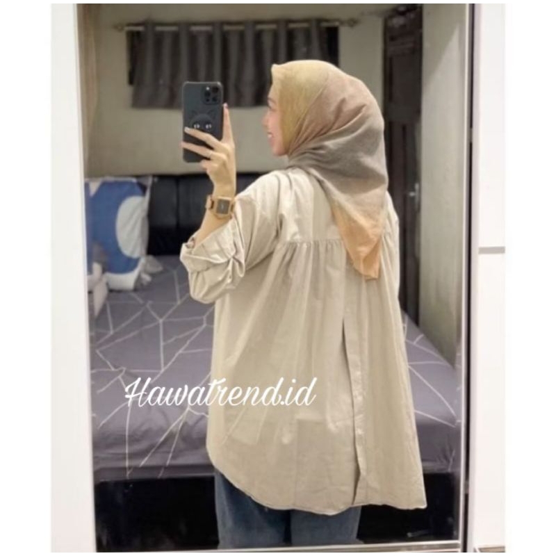 Hana linen shirt -kemeja linen kancing depan belakang -karena shirt