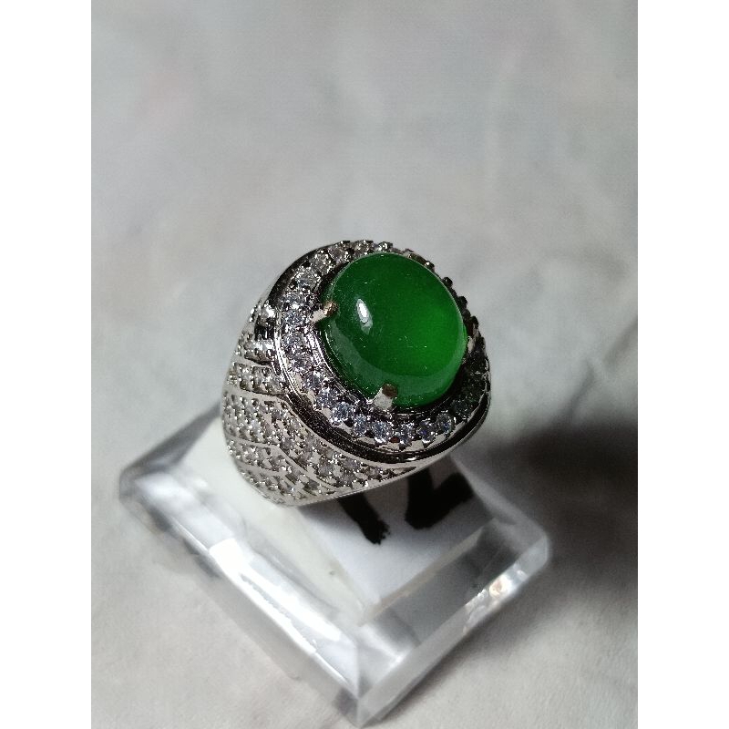 giok burma ring semi perak