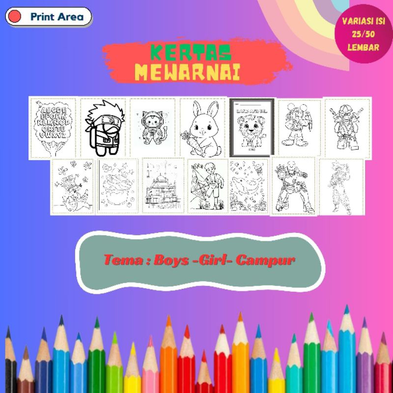 

Lembar kertas mewarnai tema boys berisi 25/50 lembar halaman gambar yang berbeda, lembar aktivitas anak umur 2-7 tahun atau usia paud/TK (tema anak laki laki)