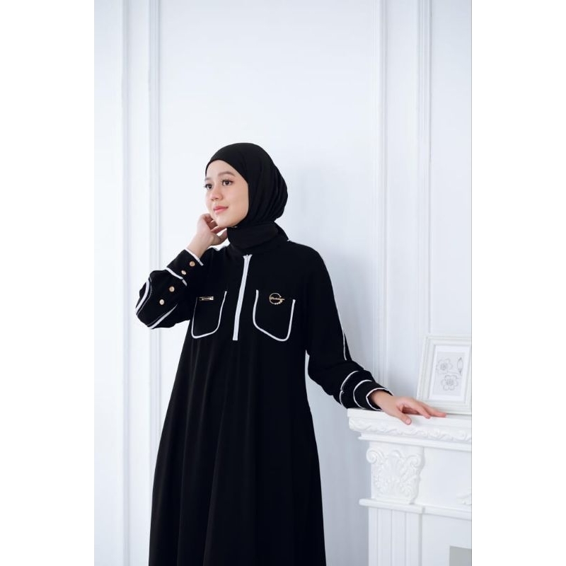 Nauma Dress by fentahouse original gamis hitam/abaya jetblack