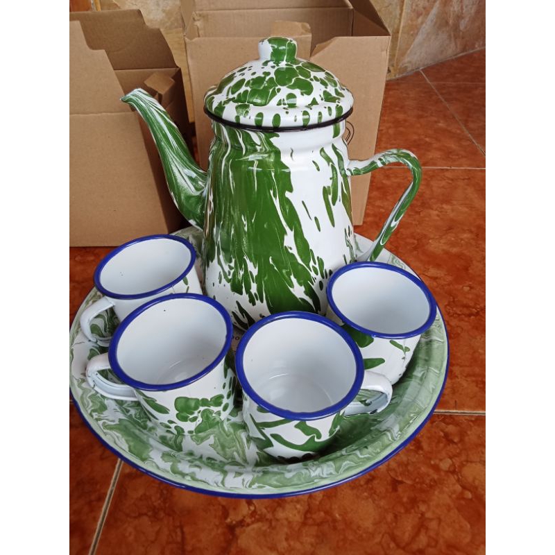 SET TEKO LURIK JADUL MEWAH / TEKO BLIRIK CANGKIR LURIK