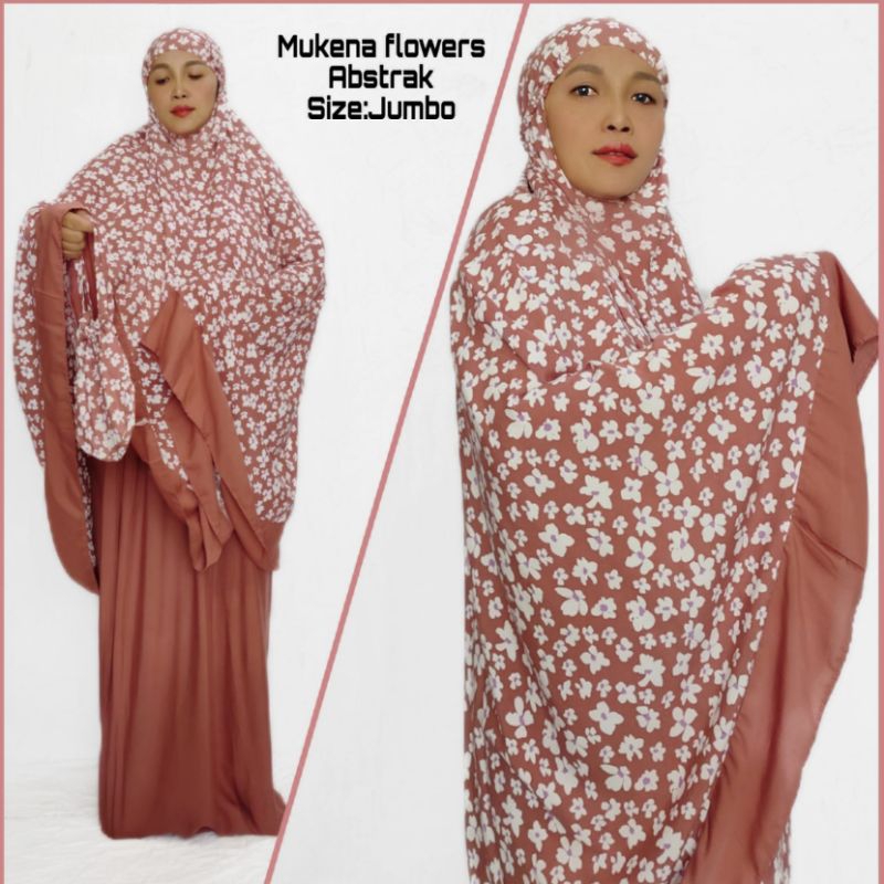 Mukena Bali Bunga Krisan Jumbo Warna Dasar Putih