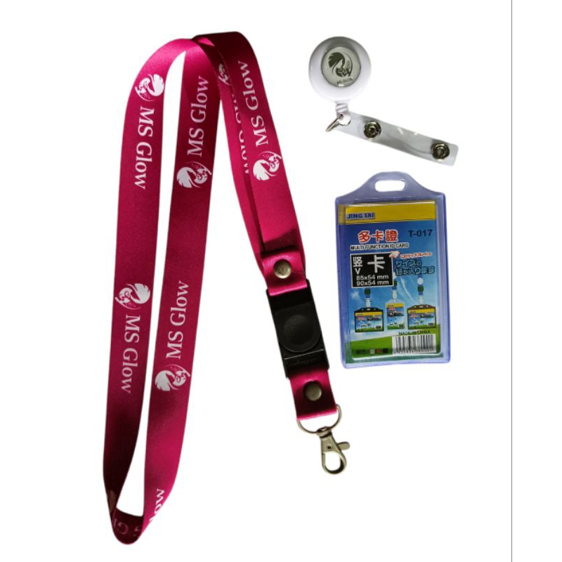 

(Ready Stock) tali id card MS Glow pink printing