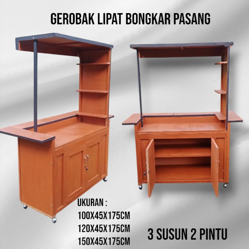 BISA BONGKAR PASANG /gerobak jualan/ booth lipat portable/ booth kayu/ booth murah/ booth semi conta