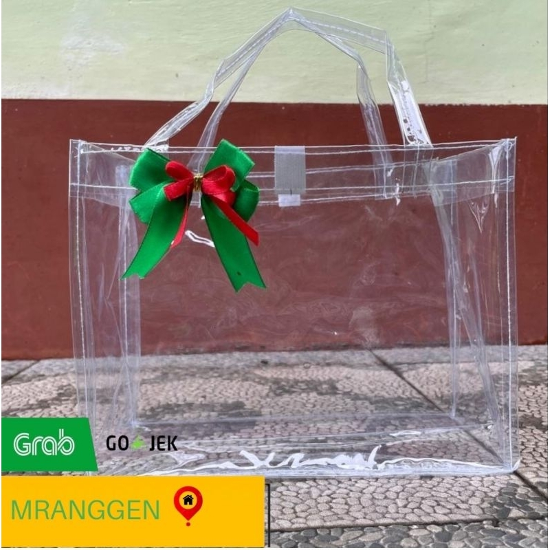 

OS Tas mika T21 x P27 xL18 tas mika transparan/tas souvenir ulang tahun/tas mika bening