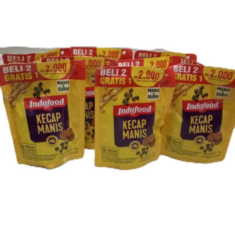 

Indofood Kecap Manis Beli 2 gratis 1[9Pcs]kemasan 77gr Bahan Masakan