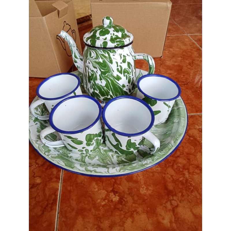 SET TEKO LURIK JADUL MEWAH / TEKO BLIRIK PENDEK CANGKIR LURIK