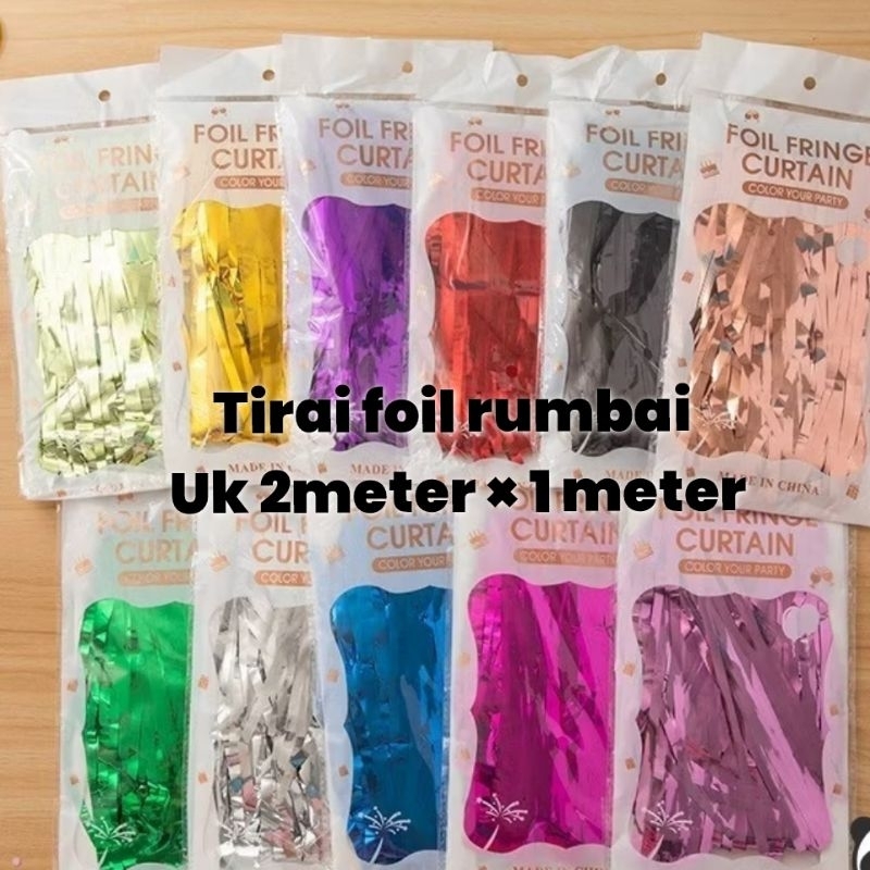TIRAI RUMBAI FOIL METALIK PASTEL TIRAI ULANG TAHUN DEKORASI KELAP KELIP