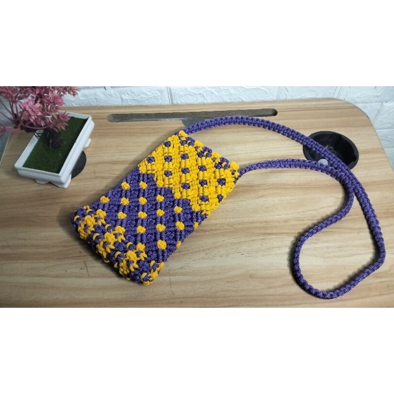 tas selempang hp rajut tangan tali kur