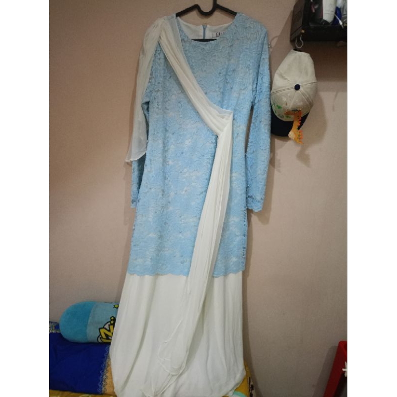 gamis biru soft pastel