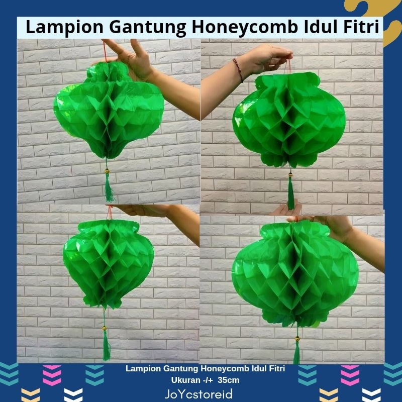Lampion Idul Fitri Honeycomb | Lampion Honeycomb Idul Fitri | Lampion Hijau | Ornamen Idul Fitri | H
