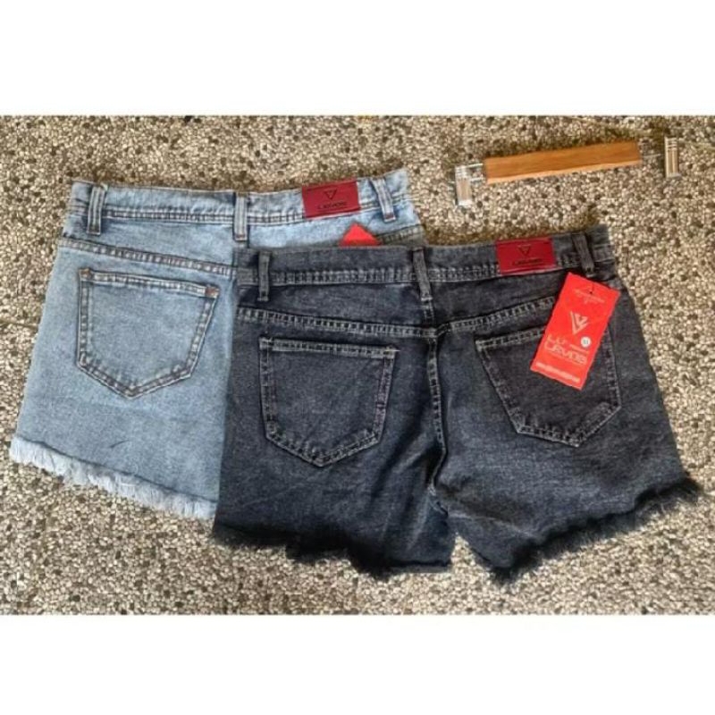 Hot Pants/Korean Seksi Highwaist Celana Jeans Pendek Wanita Hitam/Biru Rawis Jeans