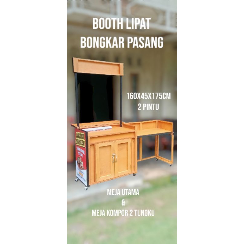 BONGKAR PASANG Booth lipat portable 2 pintu/ meja lipat portable X meja kompor / Booth jualan murah/