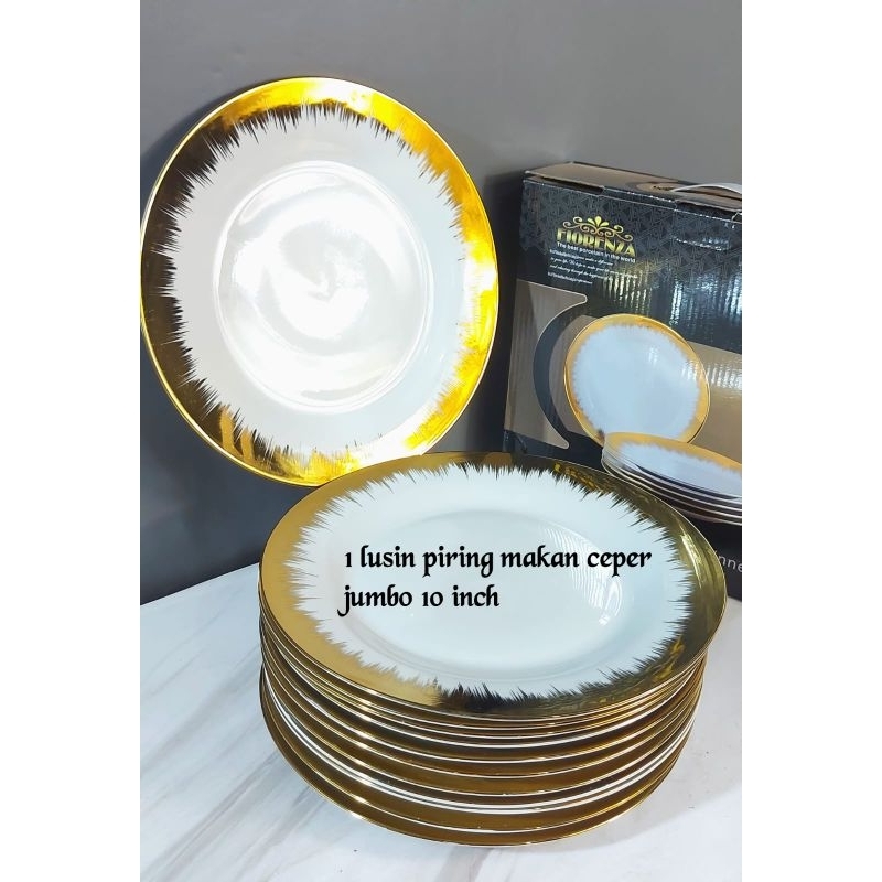 Set piring ceper jumbo white gold fiorenza