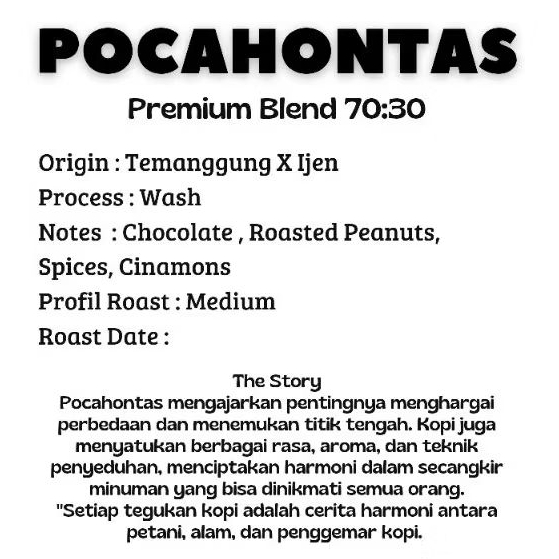 

Biji Kopi Pocahontas Blend 70:30