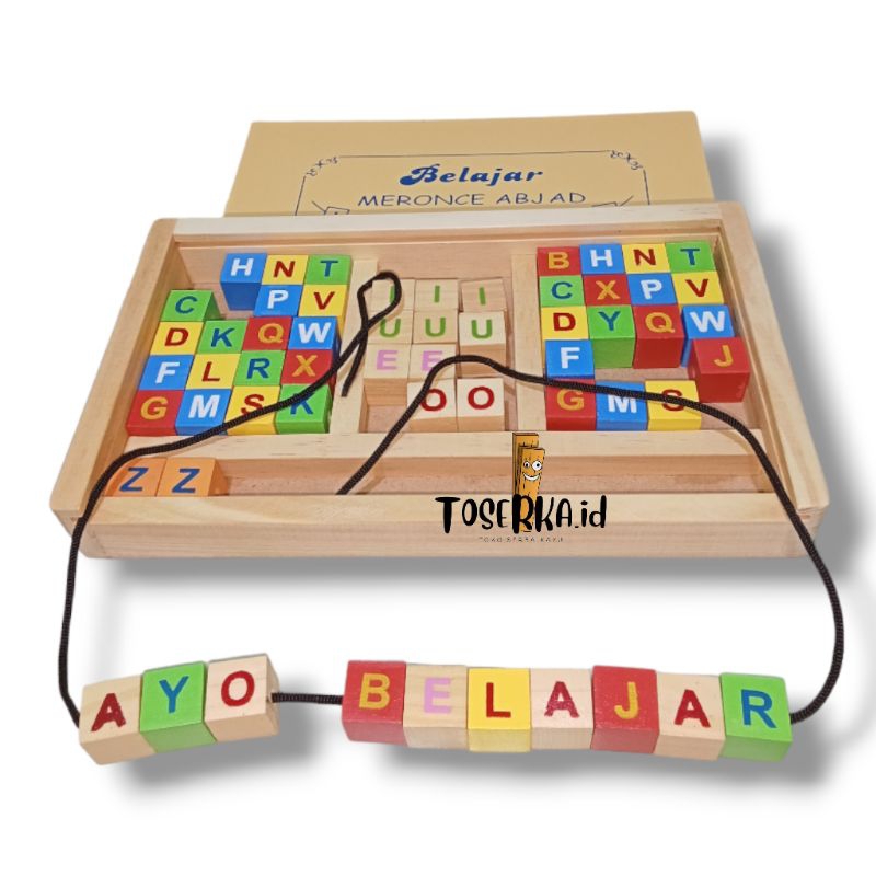mainan edukasi anak meronche abjad - mainan kayu - Montessori - meronche huruf ABCD