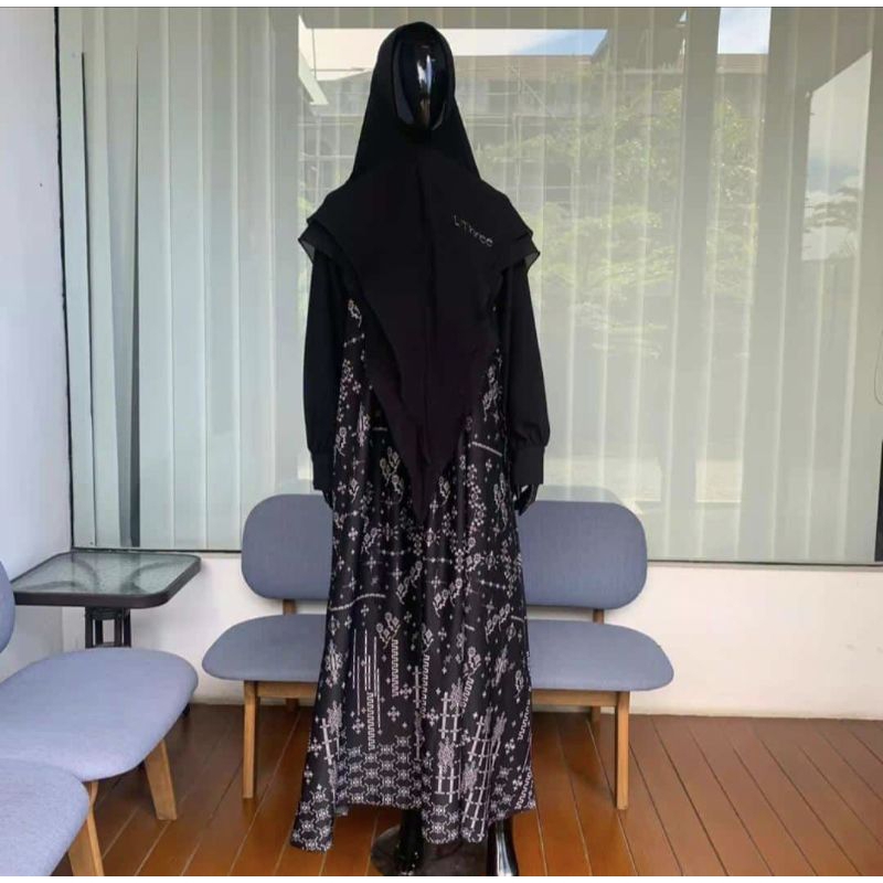 L Three Gamis Set Hijab Motif