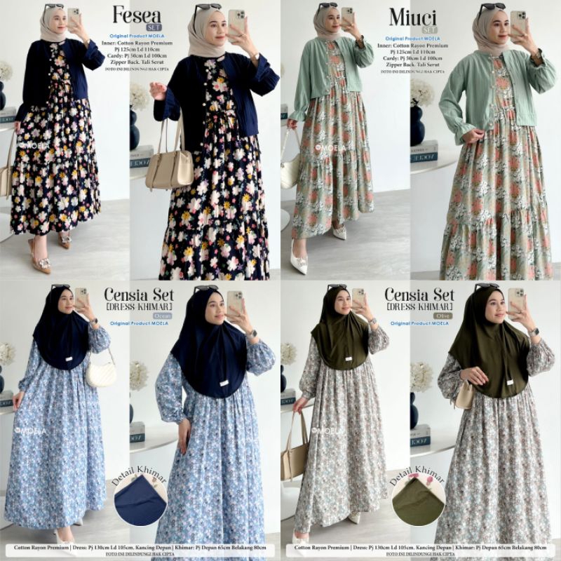 Moela Berlabel Censi Miuci Fesea Set Dress Gamis Jumbo Allsize Busui Premium Catton Rayon Original