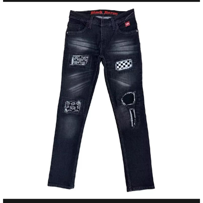 celana jeans pria ripped sobek lutut lapis keren/jeans cowok skinny sobek lutut snow kekinian/celana