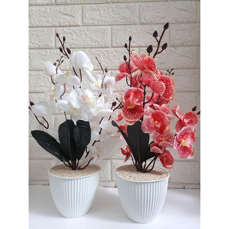 bunga anggrek set bunga hias artificial bunga sudut dekorasi rumah