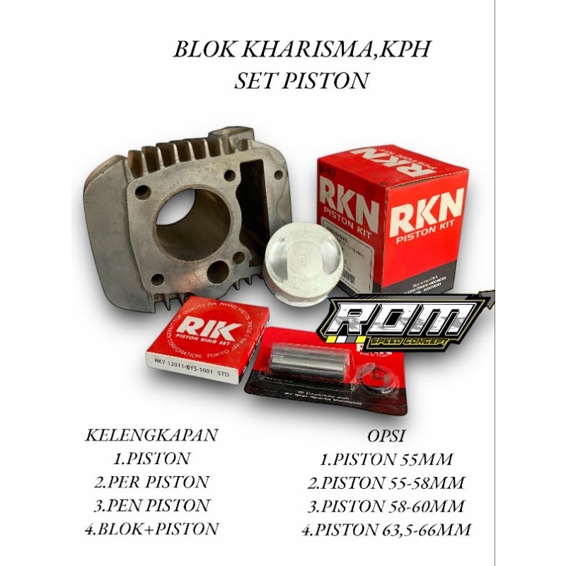 BLOK KHARISMA, SUPRA KPH 130-200CC LINER LUAR 58,65,69MM
