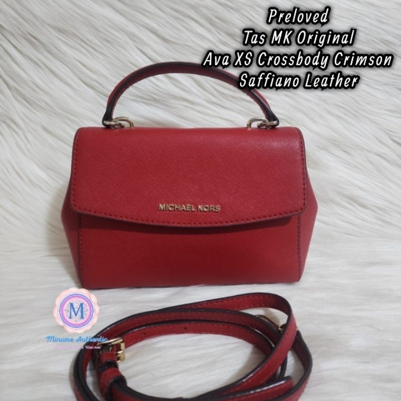 Michael Kors Tas MK Original Ava XS Crossbody Crimson Saffiano Leather
