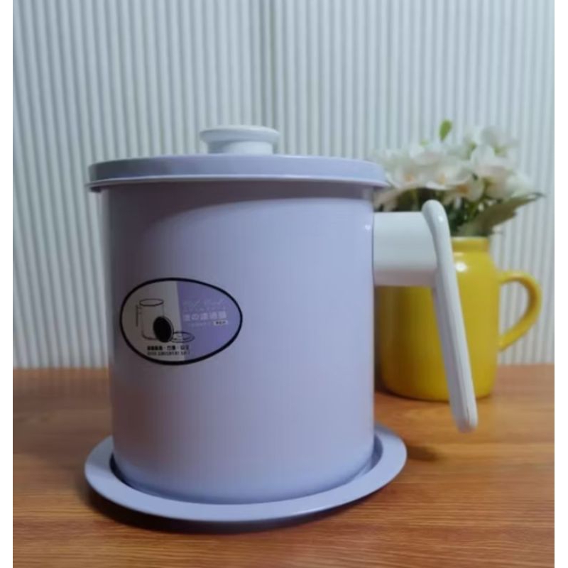 Oilpot Import Saringan Minyak Bekas Goreng Putih Pink Ungu Mint Tosca Putih