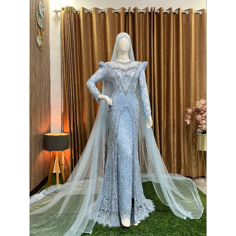kebaya set rok blue ice