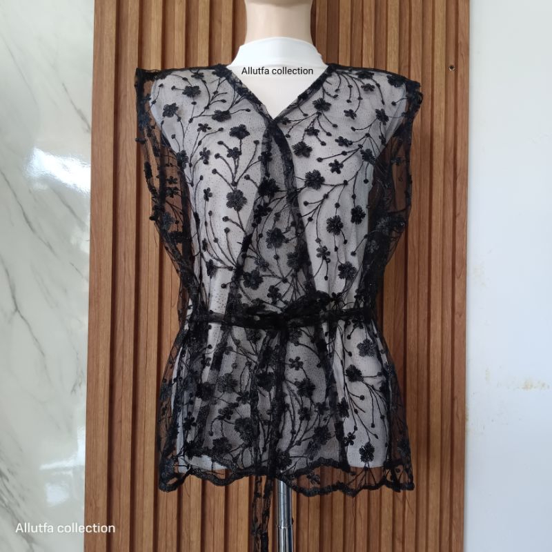 rompi brukat belt vest brukat  cape brukat rompi tile cardigan tanpa lengan motip random