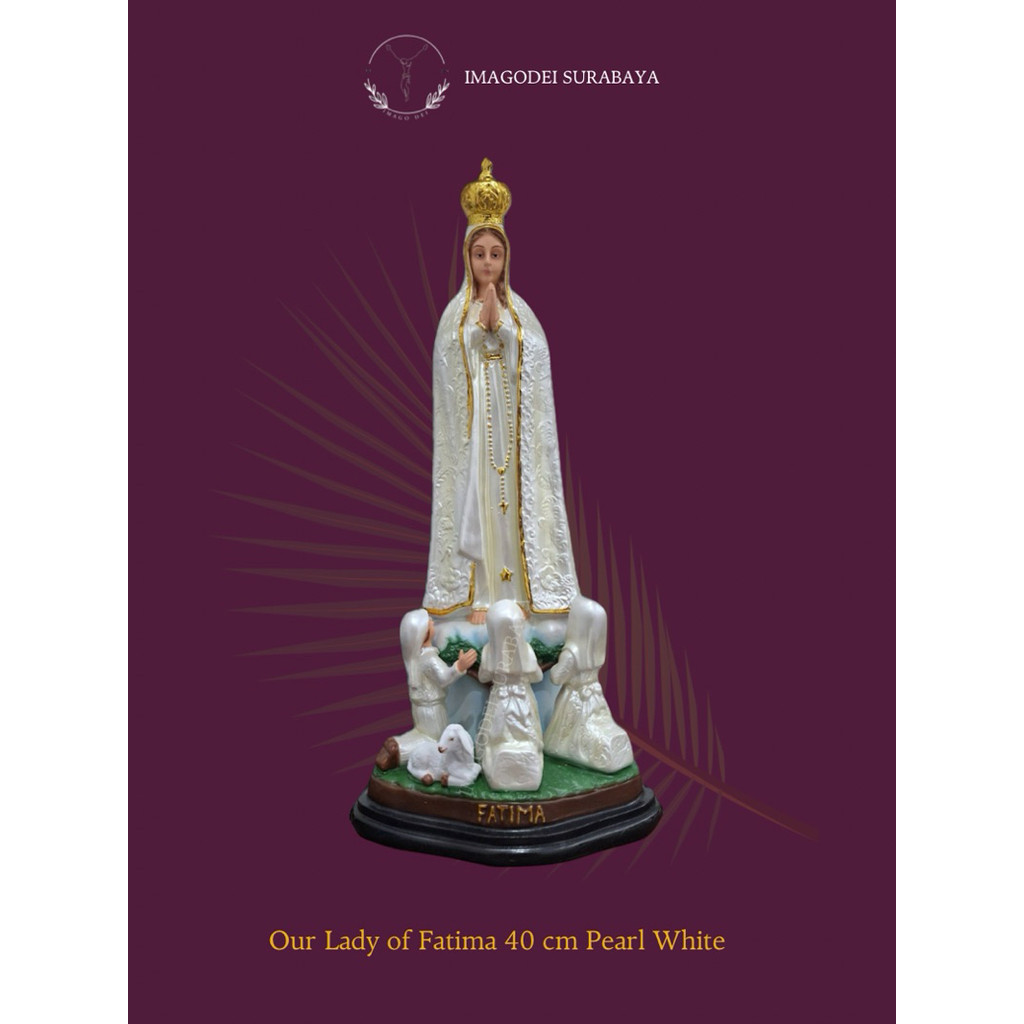 Patung Our Lady of Fatima | Patung Bunda Maria Pearl Pajangan patung katolik dekorasi 40 cm