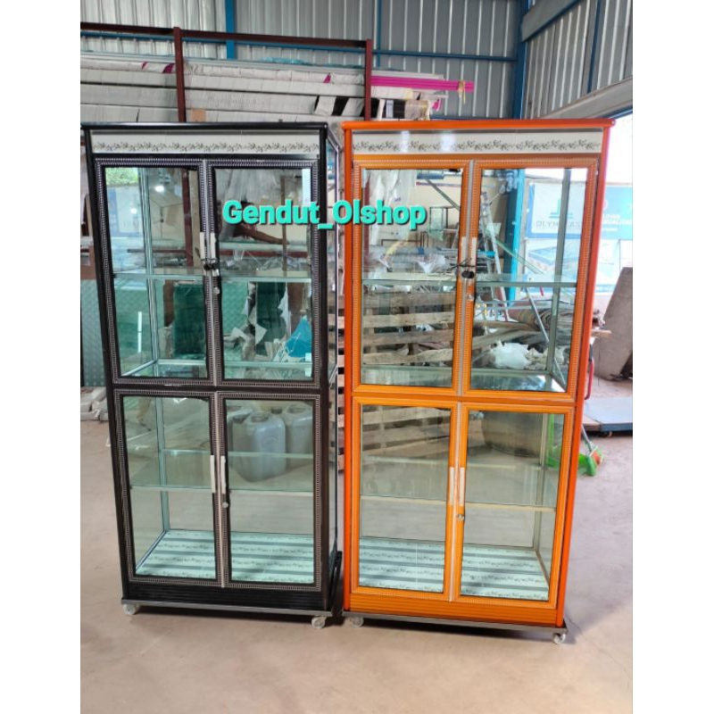 (Khusus Wilayah Kota Palembang) Lemari Hias 2pintu kaca Aluminium Simple Polos, Lemari Kaca Serbagun