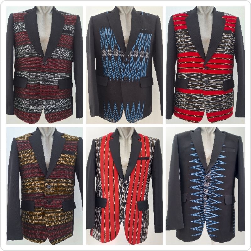 Jas ulos tenun sumatera / Jas motif tenun ulos / Jas formal ulos tenun kombinasi hitam / Jas tenun u