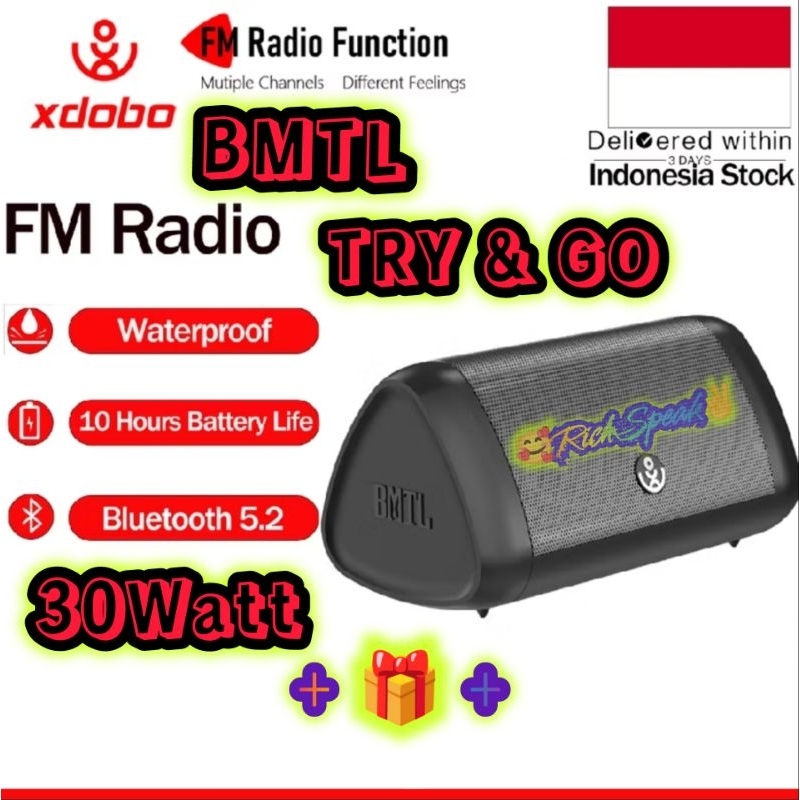 XDOBO BMTL TRY&GO 30W DEEP BASS FM RADIO SPEAKER BLUETOOTH 5.2 PORTABLE